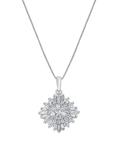 Macy's Diamond Pendant Necklace (1 Ct. T.w.) In 14k White Gold In Metallic