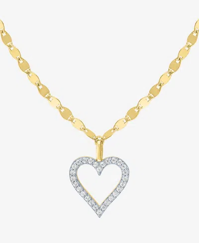 Macy's Diamond Pendant Necklace (1/10 Ct. T.w.) In 14k Yellow Gold Over Sterling Silver