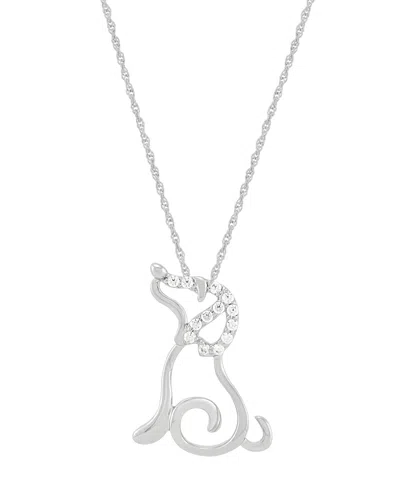 Macy's Diamond Pendant Necklace (1/10 Ct. T.w.) In Sterling Silver And Rhodium