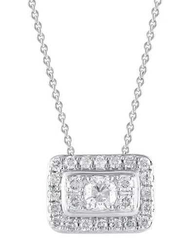 Macy's Diamond Pendant Necklace (1/2 Ct. T.w.) In 10k White Gold In Metallic