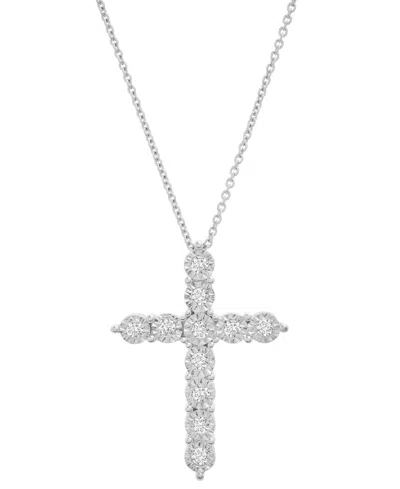 Macy's Diamond Pendant Necklace (1/4 Ct. T.w.) In Sterling Silver In Metallic