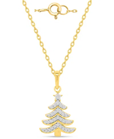 Macy's Diamond Pendant Necklace (1/8 Ct. T.w.) In 14k Gold-plated Sterling Silver And White Rhodium
