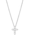 Macy's Diamond Petite Cross Pendant Necklace (1/3 Ct. T.w.) In 14k White Or Yellow Gold, 16" + 2" Extender In White Gold