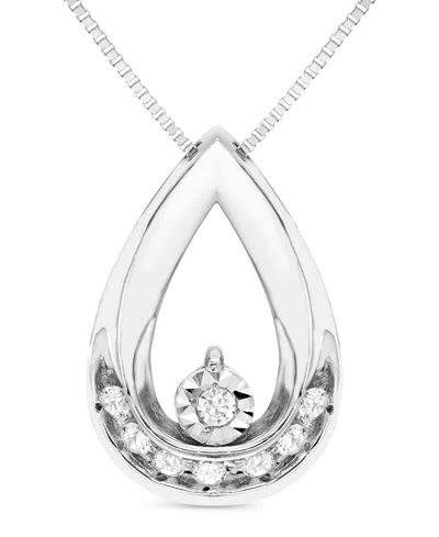 Macy's Diamond Polished Teardrop 18" Pendant Necklace (1/10 Ct. T.w.) In Sterling Silver