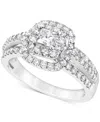 Macy's Diamond Princess & Round Cluster Ring (1 Ct. T.w.) In 10k White Gold In White Gold