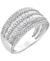 Macy's Diamond Princess & Round Multirow Statement Ring (1 Ct. T.w.) In 14k White Gold In White Gold
