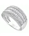 Macy's Diamond Princess & Round Multirow Statement Ring (1 Ct. T.w.) In 14k White Gold In White Gold