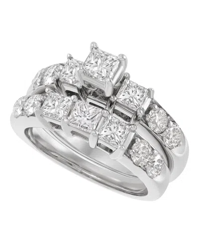 Macy's Diamond Princess Bridal Set (3 Ct. T.w.) In 14k White Gold In Silver