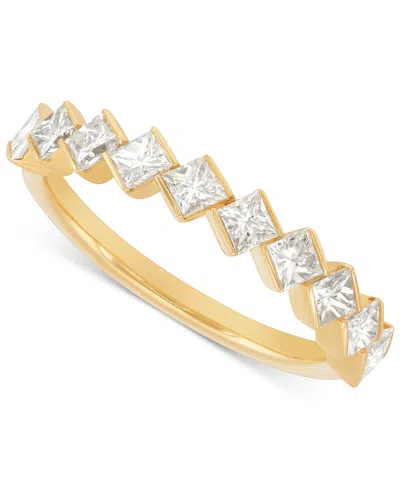 Macy's Diamond Princess-cut Diagonal Set Ten Stone Band (1 Ct. T.w.) In 14k Gold In Yellow Gold