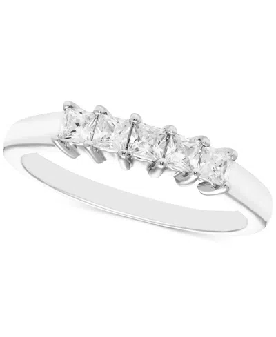 Macy's Diamond Princess-cut Five Stone Band (1/2 Ct. T.w.) In 14k White Gold