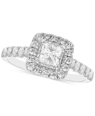 Macy's Diamond Princess-cut Halo Engagement Ring (1 Ct. T.w.) In 14k White Gold