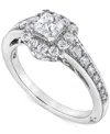 Macy's Diamond Princess-cut Halo Engagement Ring (1 Ct. T.w.) In 18k White Gold In White Gold