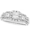 Macy's Diamond Princess-cut Halo Three Stone Ring (1 Ct. T.w.) In 14k White Gold