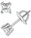 Macy's Diamond Princess-cut Stud Earrings (1/3 Ct. T.w.) In 14k White Gold
