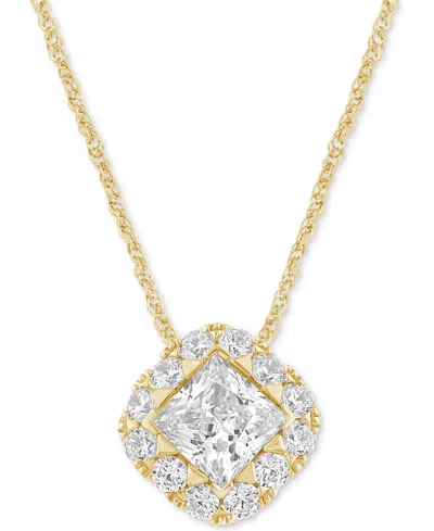 Macy's Diamond Princess Halo 18" Pendant Necklace (3/4 Ct. T.w.) In 14k Gold In Yellow Gold