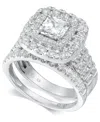 Macy's Diamond Princess Halo Bridal Set Ring (1-1/2 Ct. T.w.) In 14k White Gold In White