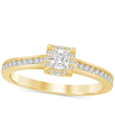 Macy's Diamond Princess Halo Engagement Ring (1/2 Ct. T.w.) In 14k Gold In Yellow Gold
