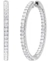 Macy's Diamond Princess In & Out Hoop Earrings (2 Ct. T.w.) In 14k White Gold In White Gold