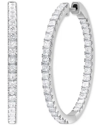 Macy's Diamond Princess In & Out Hoop Earrings (2 Ct. T.w.) In 14k White Gold