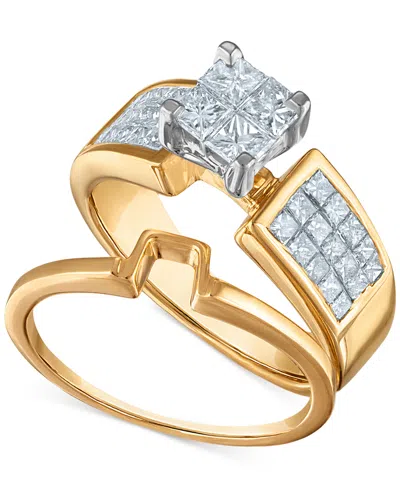 Macy's Diamond Princess Quad Bridal Set (1-1/10 Ct. T.w.) In 14k Two-tone Gold