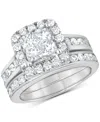 Macy's Diamond Princess Quad Cluster Halo Bridal Set (2-1/4 Ct. T.w.) In 14k White Gold In Gold