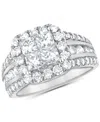 Macy's Diamond Princess Quad Cluster Halo Engagement Ring (2-1/2 Ct. T.w.) In 14k White Gold In Gold