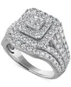 Macy's Diamond Princess Quad Halo Cluster Engagement Ring (2-1/4 Ct. T.w.) In 14k White Gold In Gold