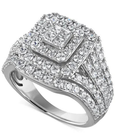 Macy's Diamond Princess Quad Halo Cluster Engagement Ring (2-1/4 Ct. T.w.) In 14k White Gold
