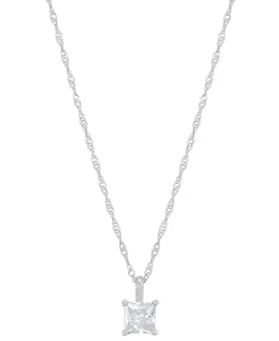Macy's Diamond Princess Solitaire 18" Pendant Necklace (3/8 Ct. T.w.) In 14k Gold In White Gold