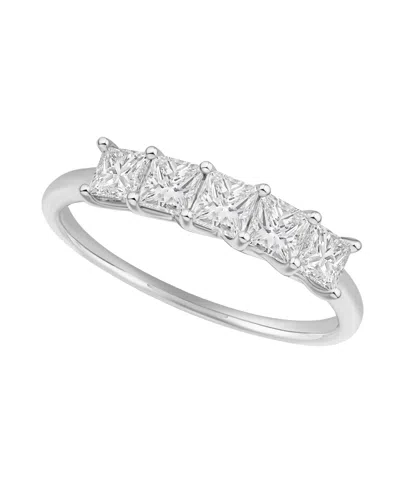 Macy's Diamond Princess-cut Band Ring (1 Ct. T.w.) In 10k White Gold In Silver