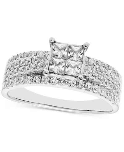 Macy's Diamond Quad Ring (1 Ct. T.w.) In 14k White Gold In Metallic