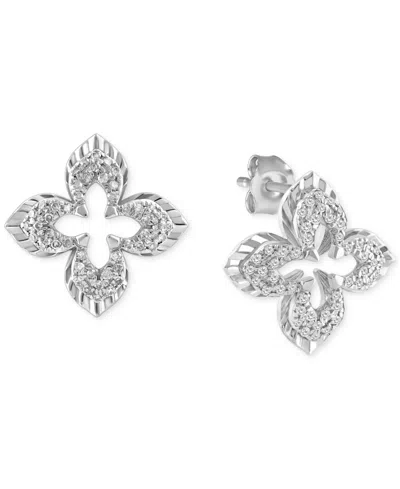 Macy's Diamond Quatrefoil Openwork Stud Earrings (1/4 Ct. T.w.) In 14k White Gold