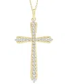 MACY'S DIAMOND RIDGE OUTLINE OPENWORK CROSS PENDANT NECKLACE (1/2 CT. T.W.) IN 10K GOLD, 16" + 2" EXTENDER