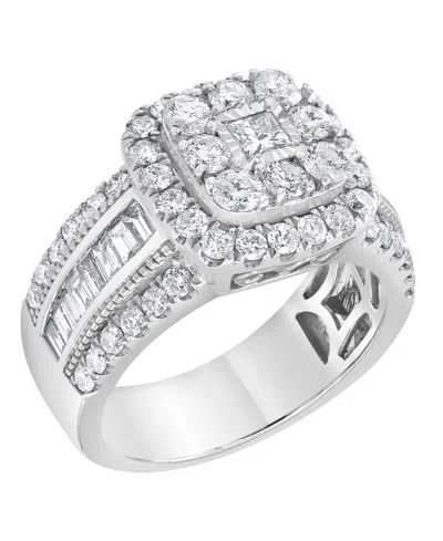Macy's Diamond Ring (2 Ct. T.w.) In 10k White Gold In Metallic