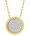 Macy's Diamond Rope-framed Circle Pendant Necklace (1/4 Ct. T.w.) In 10k Gold, 16" + 2" Extender In Yellow Gold