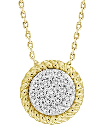 Macy's Diamond Rope-framed Circle Pendant Necklace (1/4 Ct. T.w.) In 10k Gold, 16" + 2" Extender In Yellow Gold