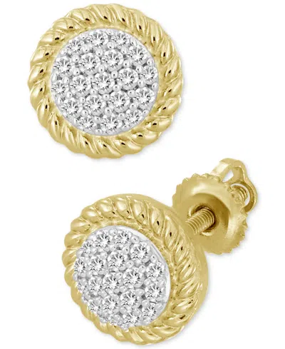 Macy's Diamond Rope-framed Circle Stud Earrings (1/4 Ct. T.w.) In 10k Gold In Yellow Gold