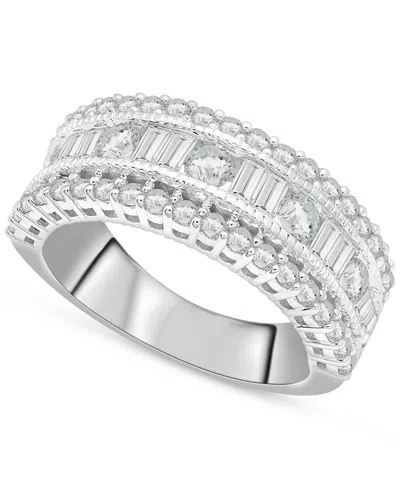 Macy's Diamond Round & Baguette Band (1-1/2 Ct. T.w.) In 14k White Gold
