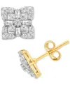 Macy's Diamond Round & Baguette Cluster Studs Earrings (1/2 Ct. T.w.) In 10k Gold In Yellow Gold