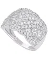 Macy's Diamond Round & Baguette Diagonal Openwork Cluster Ring (1-1/2 Ct. T.w.) In 14k White Gold In White Gold