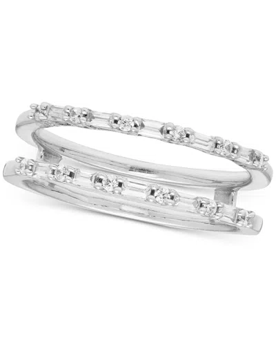 Macy's Diamond Round & Baguette Enhancer Ring Guard (1/4 Ct. T.w.) In 14k White Gold