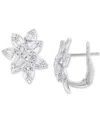 Macy's Diamond Round & Baguette Flower Earrings (1-1/2 Ct. T.w.) In 14k White Gold