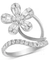 Macy's Diamond Round & Baguette Flower Statement Ring (1 Ct. T.w.) In 14k White Gold In White Gold