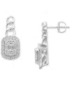 Macy's Diamond Round & Baguette Halo Cluster Drop Earrings (1/3 Ct. T.w.) In 14k White Gold