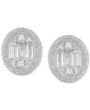 Macy's Diamond Round & Baguette Halo Cluster Earrings (1 Ct. T.w.) In 14k White Gold