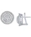 Macy's Diamond Round & Baguette Halo Cluster Stud Earrings (2 Ct. T.w.) In 14k White Gold In White Gold