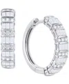 Macy's Diamond Round & Baguette Hoop Earrings (1 Ct. T.w.) In 10k White Gold In White Gold