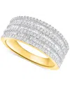Macy's Diamond Round & Baguette Multirow Statement Ring (1 Ct. T.w.) In Sterling Silver