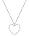 Macy's Diamond Round & Baguette Open Heart 18" Pendant Necklace (1/2 Ct. T.w.) In 10k White Gold In White Gold