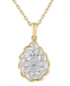 Macy's Diamond Round & Baguette Swirl Cluster Pendant Necklace In 10k Gold, 16" + 2" Extender In Yellow Gold